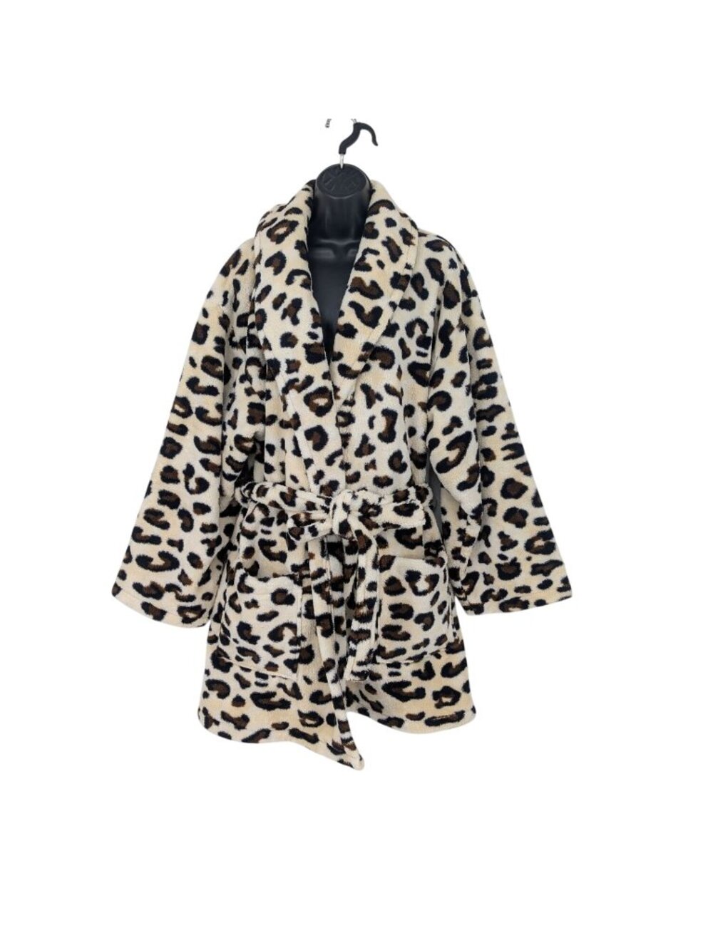 Linum Home Leopard Print Plush Robe Cozy Glam Loungewear Belt Bathrobe Size L/XL